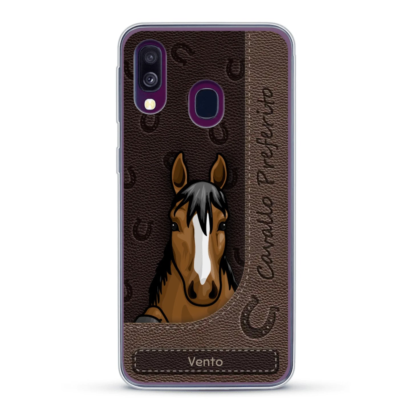 Cavallo affacciato aspetto similpelle - Custodia per il telefono personalizzata