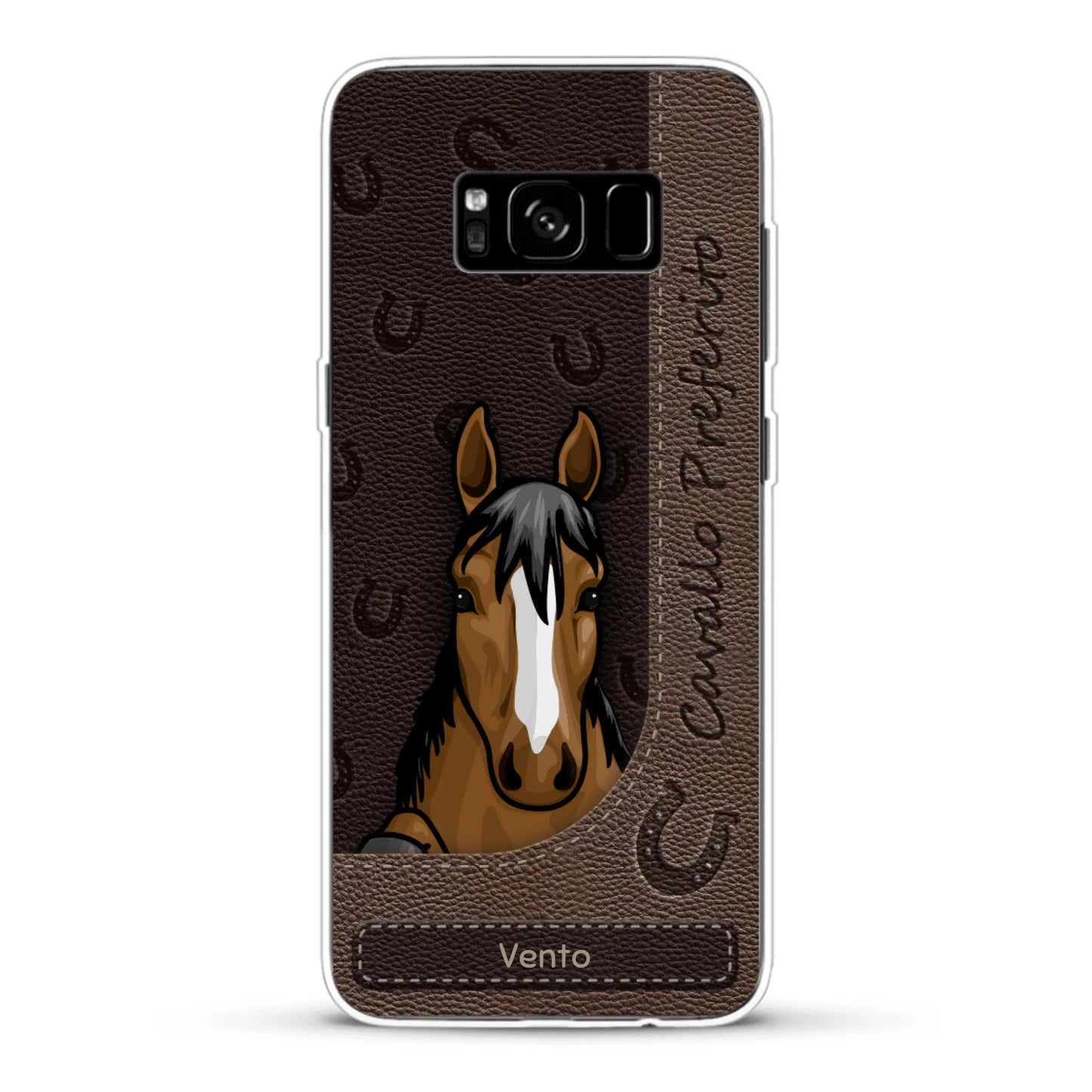 Cavallo affacciato aspetto similpelle - Custodia per il telefono personalizzata