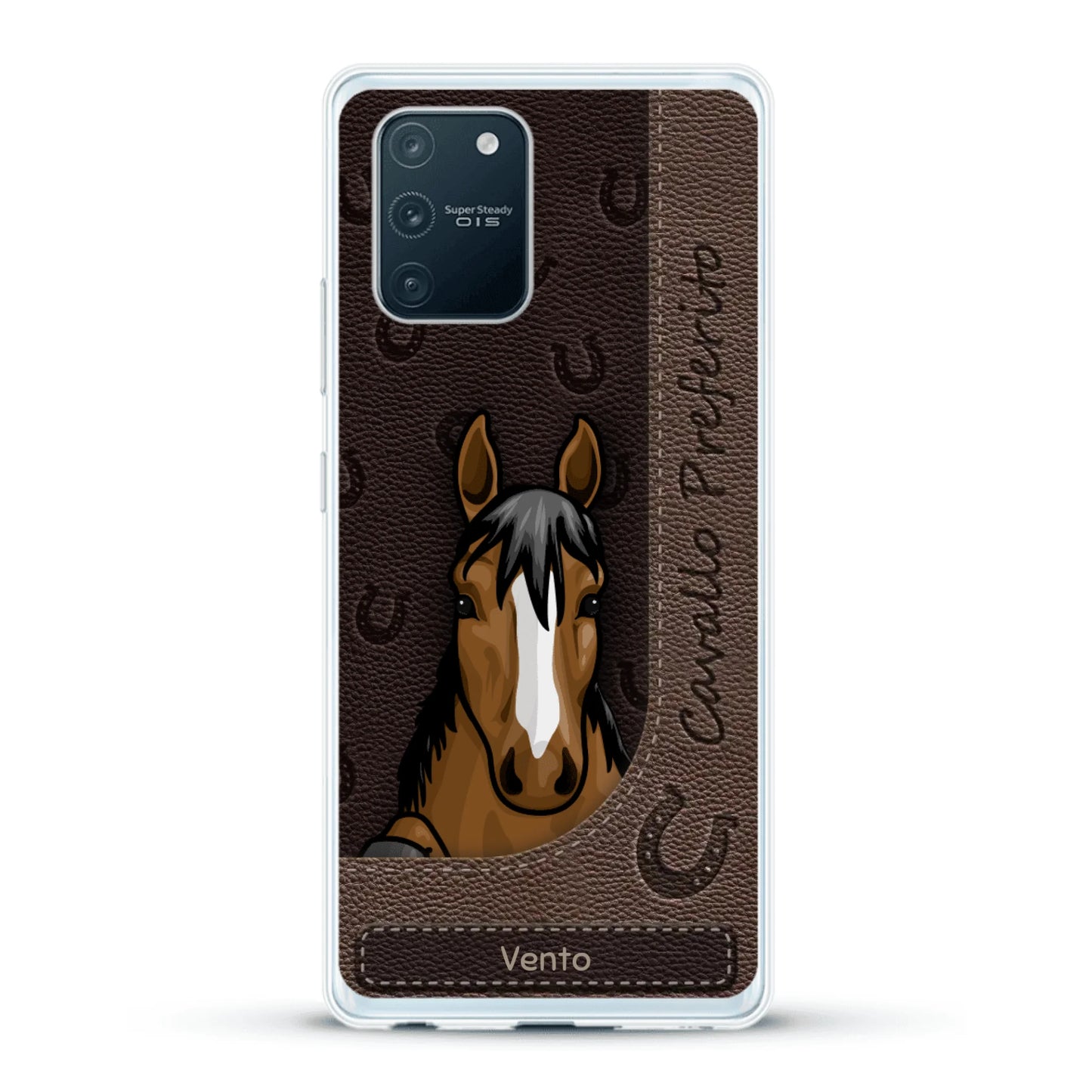 Cavallo affacciato aspetto similpelle - Custodia per il telefono personalizzata