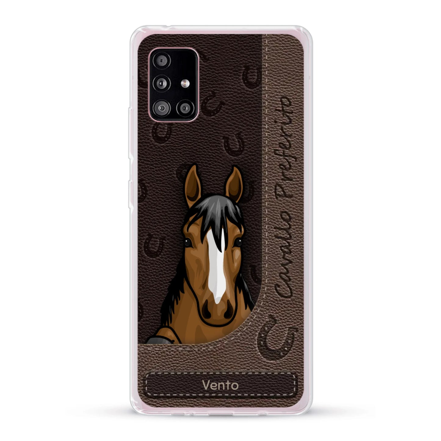 Cavallo affacciato aspetto similpelle - Custodia per il telefono personalizzata